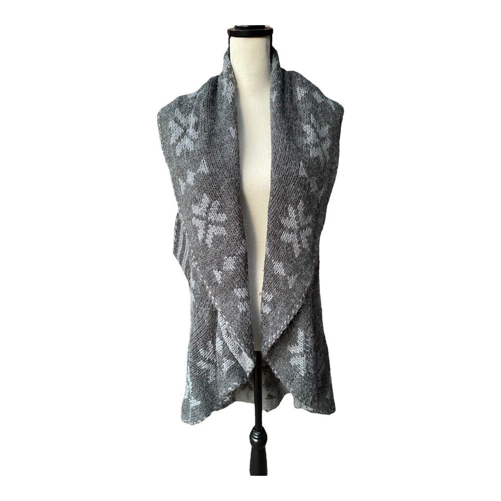 Dolce Cabo Sweater Vest Poncho Women's Size‎ Large Gray Boho Longline